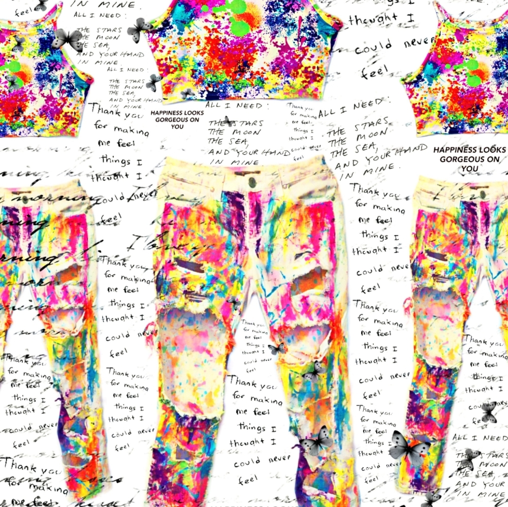 Rainbow paint splatter outfit!🌈👖